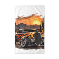 Desert Sunset Flame Coupe Outdoor Flag product mockup 3