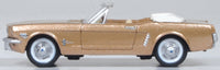 Oxford Diecast 87MU65007 1965 Ford Mustang Convertible in Prairie Bronze, 1:87 scale model, left side view.
