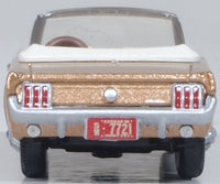 Oxford Diecast 87MU65007 1965 Ford Mustang Convertible in Prairie Bronze, 1:87 scale model, rear view.