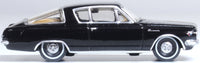 Oxford Diecast 87PB65004 1965 Plymouth Barracuda in Black and Gold, 1:87 scale model, right side view.
