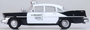 Oxford Diecast 87PS59001 1959 Plymouth Savoy Sedan Oklahoma Highway Patrol, 1:87 scale model, left side view.