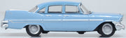 Oxford Diecast 87PS59003 1959 Plymouth Savoy Sedan in Powder Blue, 1:87 scale model, right side view.