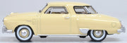 Oxford Diecast 87SC50001 1950 Studebaker Champion Starlight Coupe in Tulip Cream, 1:87 scale model, left side view.