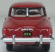 Oxford Diecast 87SC50003 1950 Studebaker Champion Starlight Coupe in Commanche Red, 1:87 scale model, rear view.