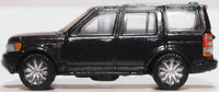 Oxford Diecast NDIS002 Land Rover Discovery 4 in Santorini Black, 1:148 scale model, left side view.