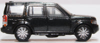 Oxford Diecast NDIS002 Land Rover Discovery 4 in Santorini Black, 1:148 scale model, right side view.