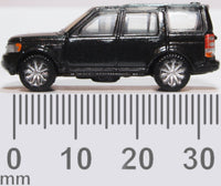 Oxford Diecast NDIS002 Land Rover Discovery 4 in Santorini Black, 1:148 scale model, side view with millimetre scale.