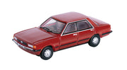 Oxford Diecast NFC5001 Ford Cortina Mk5 in Cardinal Red, 1:148 scale model, front three-quarter view.