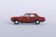 Oxford Diecast NFC5001 Ford Cortina Mk5 in Cardinal Red, 1:148 scale model, left side view.