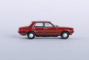 Oxford Diecast NFC5001 Ford Cortina Mk5 in Cardinal Red, 1:148 scale model, right side view.