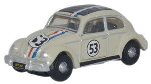 Oxford Diecast NVWB001 Volkswagen Beetle number 53 with racing stripes, 1:148 N scale.
