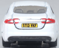 Oxford Diecast NXF005 Jaguar XF in Polaris White, 1:148 N scale — rear view.