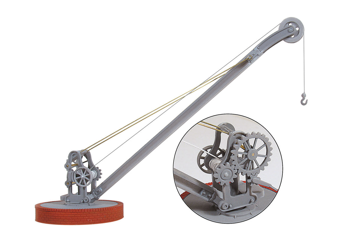 PECO LK35 OO/HO Goods Yard Crane kit, assembled example with mechanism detail