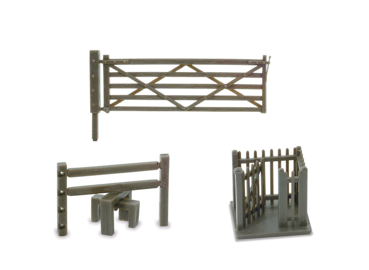 PECO NB46 N scale field gate, stile and wicket gate examples from the accessory pack
