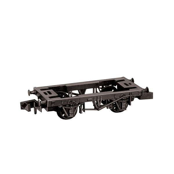 PECO NR119 N scale 9-foot wheelbase wooden solebar chassis kit, assembled example