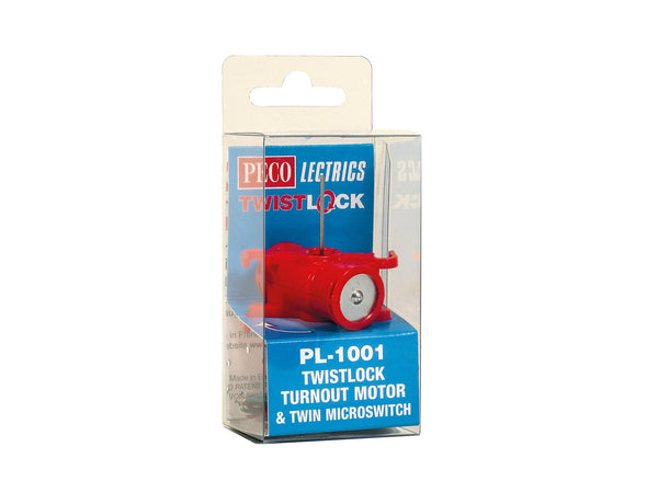 PECO PL-1001 TwistLock turnout motor and twin microswitch in retail packaging