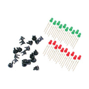 PECO PL-30 red and green LEDs with black panel clips