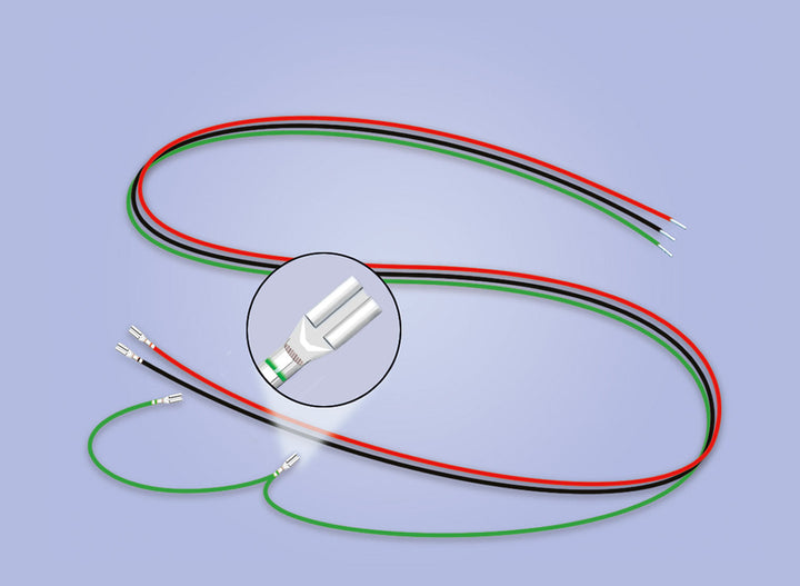 PECO PL-34 wiring loom for PL-10 series turnout motors, manufacturer illustration with connector detail