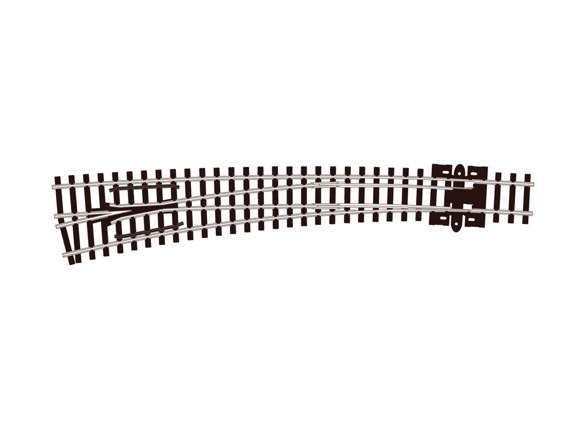 PECO N Scale Code 80 Curved Double-Radius Left-Hand Turnout – Electrofrog – SL-E387 — exact-part product image