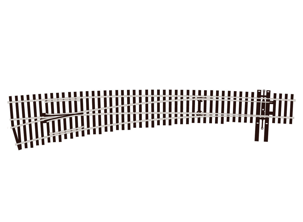Peco HO Scale Code 83 #7 Left-Hand Curved Electrofrog Turnout – SL-E8377 — exact-part product image