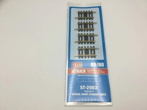 PECO ST-2003 Setrack OO/HO Code 100 special short straight track pack — exact product image