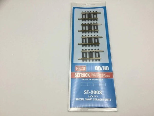 PECO ST-2003 Setrack OO/HO Code 100 special short straight track pack — exact product image