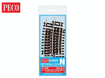 Peco N Scale Setrack No. 1 Half Curve – ST-3004 - product image