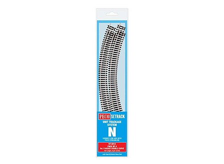 PECO ST-3012 N Scale Setrack No. 1 Double Curve - 4 Pack - product image