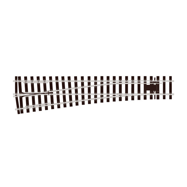 PECO SL-E792FB O gauge Code 143 flat-bottom medium-radius left-hand Electrofrog turnout