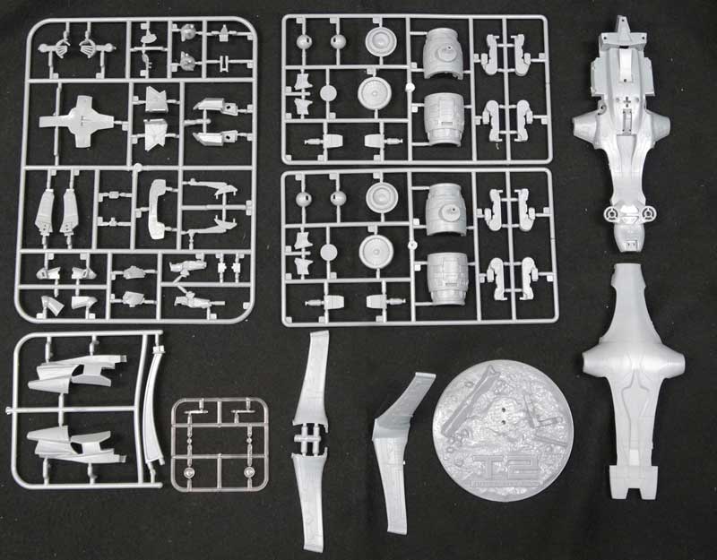 Pegasus 9016 unassembled Aerial Hunter Killer kit parts, clear sprue, logo base and stand