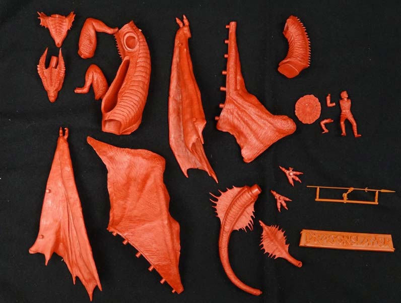 Pegasus 9021 unpainted dragon and slayer parts with Dragonslayer nameplate