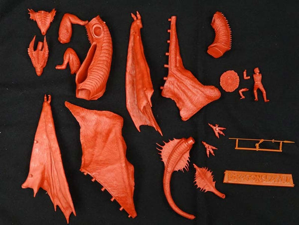 Pegasus 9021 unpainted dragon and slayer parts with Dragonslayer nameplate