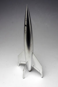 Pegasus 9111 Luna Rocketship, angled view of the finished model and three fins