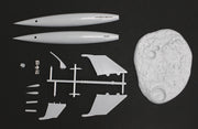 Pegasus 9111 unpainted rocket components, clear parts and included lunar display base