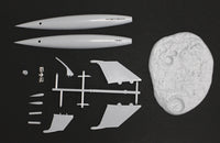 Pegasus 9111 unpainted rocket components, clear parts and included lunar display base