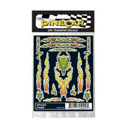 PineCar P4009 Drago dragon and flame dry-transfer sheet in retail packaging