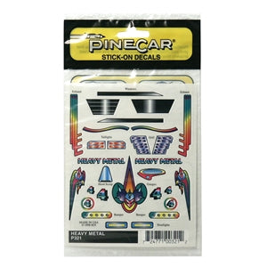 PineCar P321 Heavy Metal Stick-On Decals package