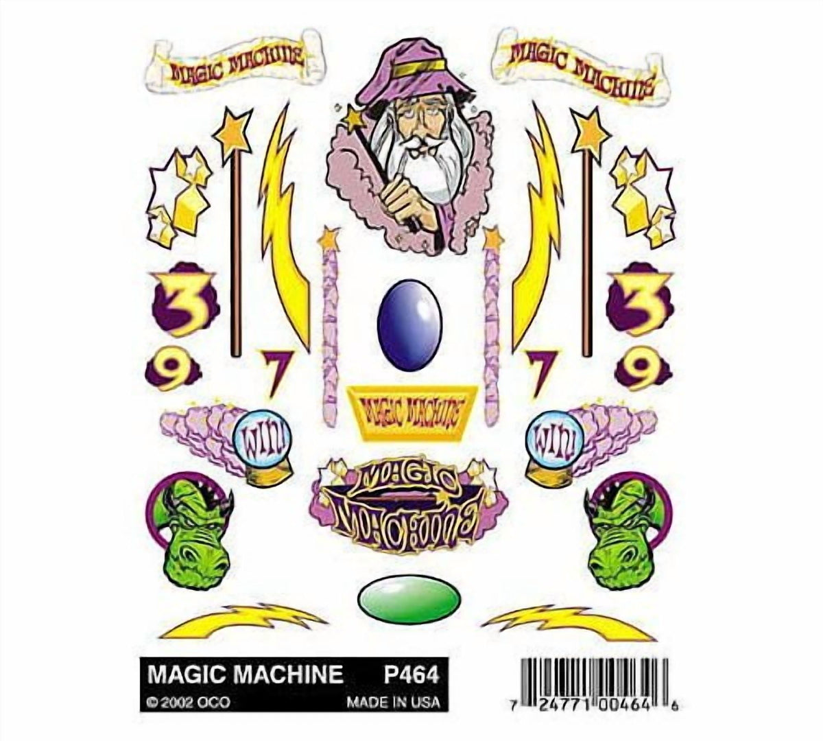 PineCar P464 Magic Machine stick-on decal sheet