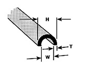 Plastruct HP-4 1/4 inch half round styrene profile 4 pack