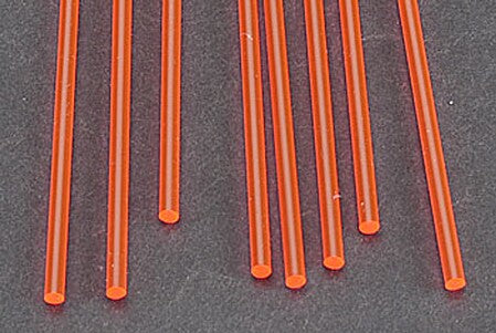 Plastruct FARR-3H fluorescent red acrylic rod 3/32 inch eight pack 90272