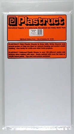 Plastruct white styrene sheet .020 inch 7 x 12 seven pack 91102