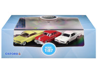 Oxford 87SET004 Pontiac Centenary three-car set in 1:87 display packaging