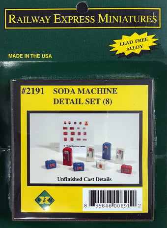 Railway Express Miniatures 2191 N scale soda machine detail set of eight