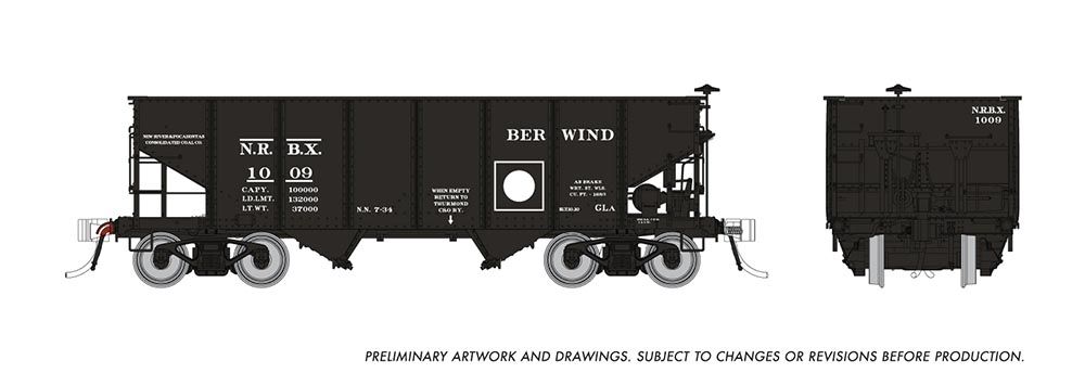Rapido HO Scale Berwind NRBX GLa 2-Bay Hopper Single Car – 148014A– product image