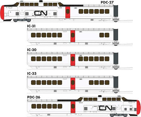 Rapido HO Canadian National TurboTrain five-car set 203505