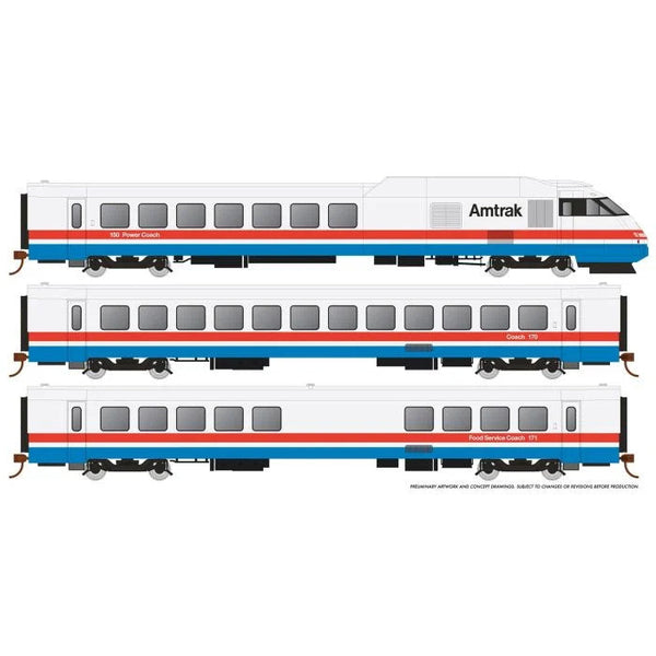 Rapido HO Amtrak RTL Turboliner Phase III Early DCC/Sound Set #3 - product image