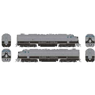 Rapido HO Illinois Central executive locomotive pair in gray-and-black artwork, numbers 100 and 101