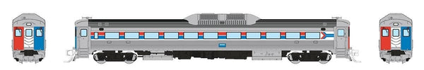 Rapido 516501 N scale Amtrak Phase II Budd RDC-1 railcar, manufacturer artwork showing side and end views