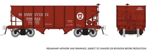 Rapido 148011A HO PRR GLa 2-bay hopper Circle Keystone