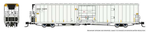 Rapido 567006A N scale AOKX Greenbrier 7780 reefer, preliminary manufacturer artwork showing car 116079; supplied number varies